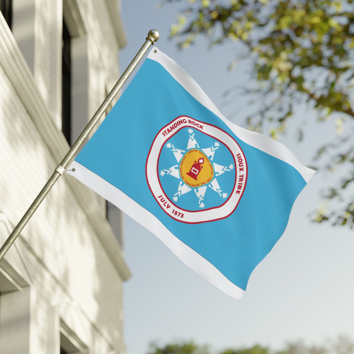 Standing Rock Sioux Tribe Seal Flag — Double-Sided Tribal Emblem Outdoor Flag