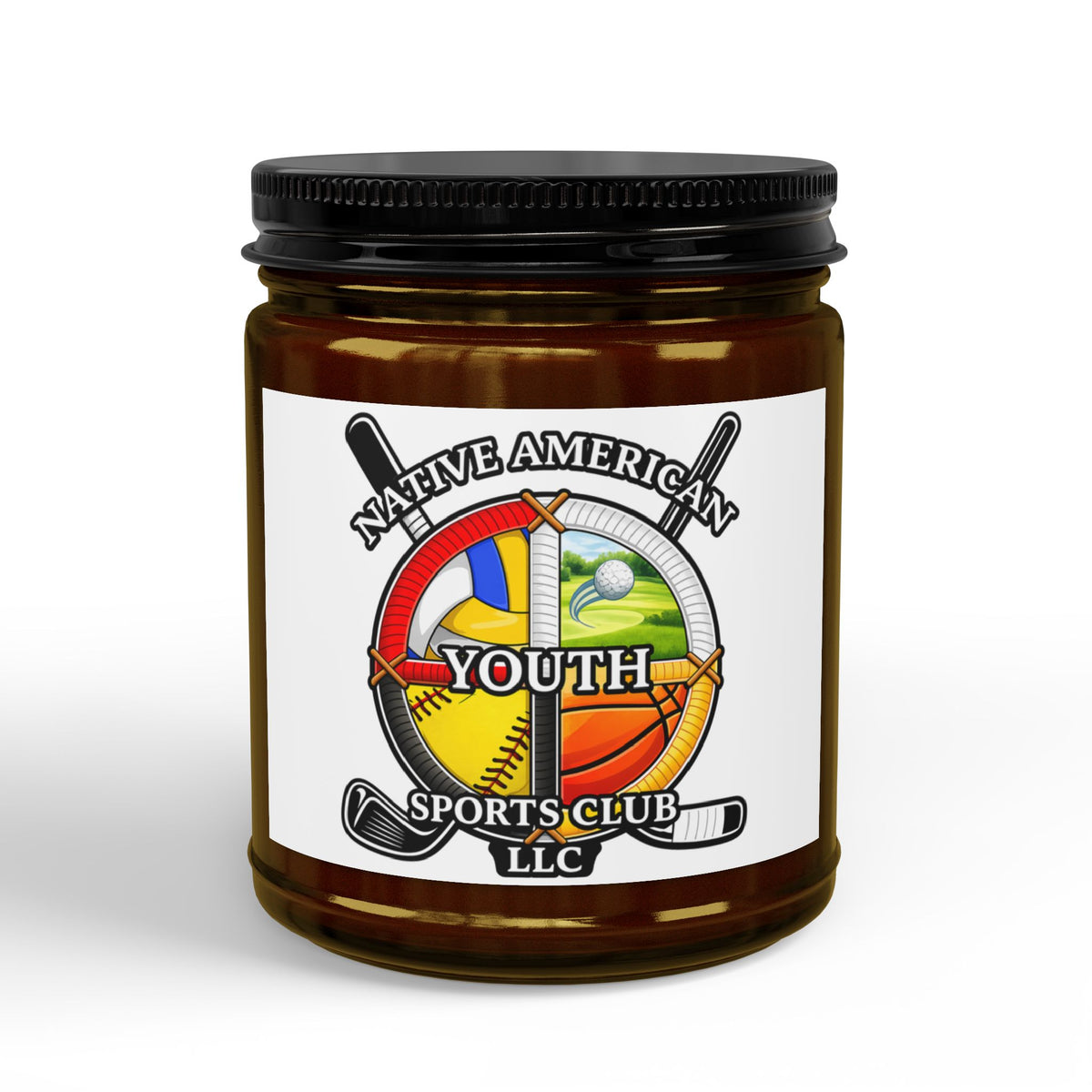 Youth Sports Club Soy Candle (4oz & 9oz) – Scented Amber Jar with Black Lid
