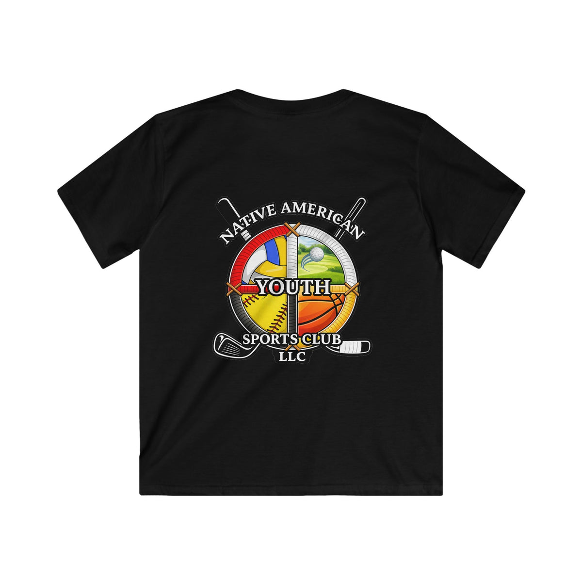 Native American Youth Sports Club Kids T‑Shirt — Multi‑Sport Logo Tee