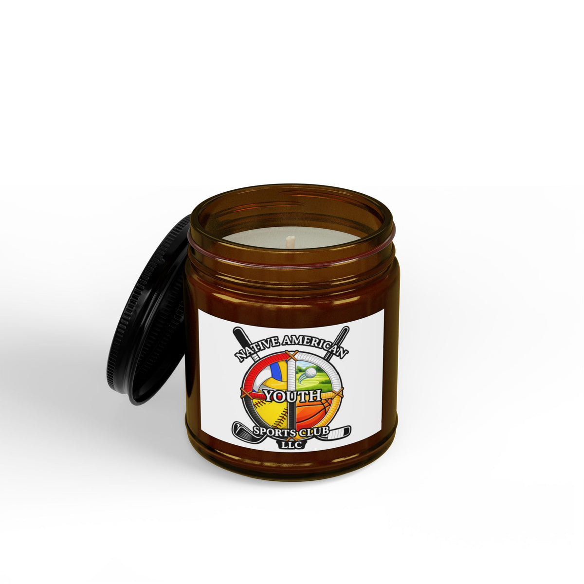 Youth Sports Club Soy Candle (4oz & 9oz) – Scented Amber Jar with Black Lid