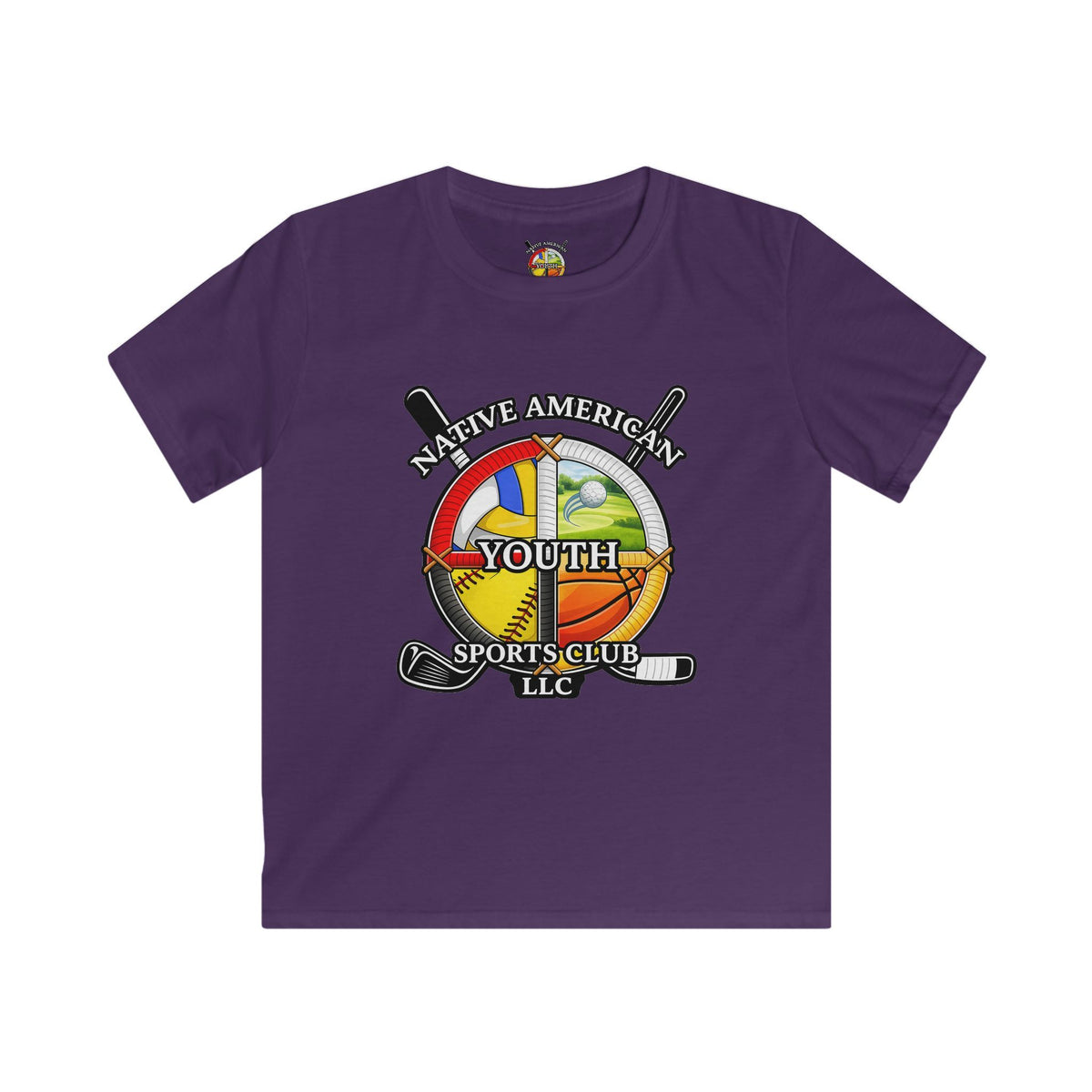 Native American Youth Sports Club Kids T‑Shirt — Multi‑Sport Logo Tee
