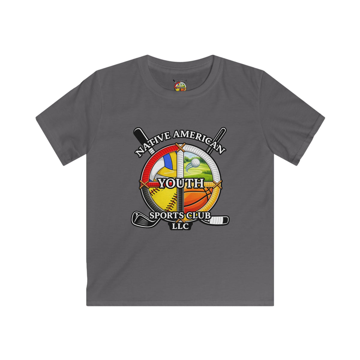 Native American Youth Sports Club Kids T‑Shirt — Multi‑Sport Logo Tee
