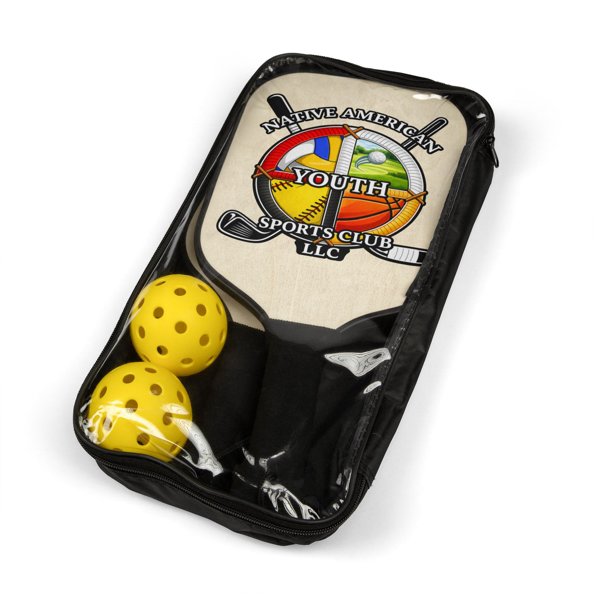 Youth Sports Club Pickleball Paddle Set — Native American Youth Design (2 Paddles + 2 Balls)