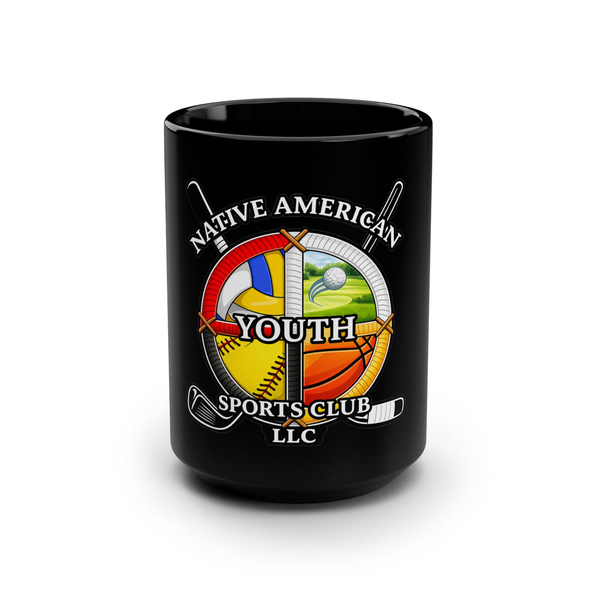 Native American Youth Sports Club 15oz Black Mug