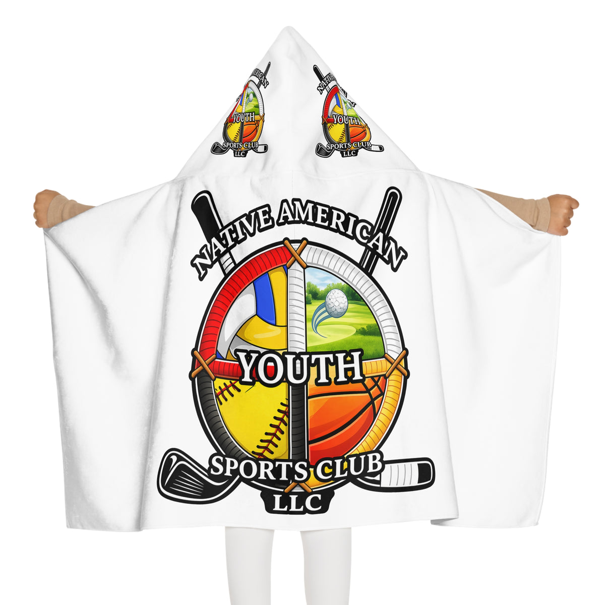 Native American Youth Sports Club Hooded Towel – Tribal Crest Beach & Pool Wrap